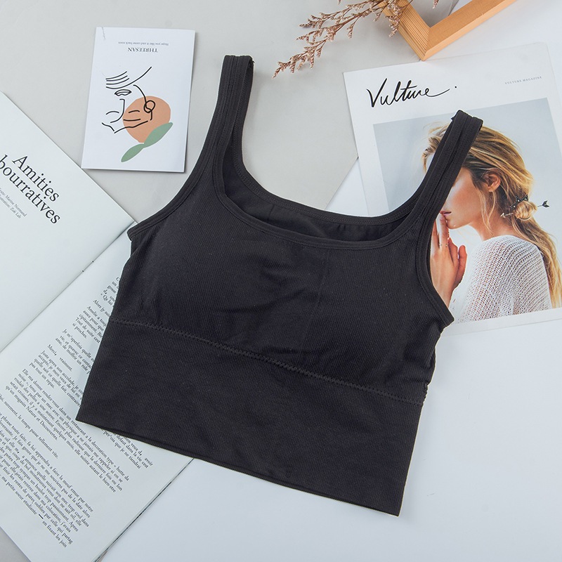 เสื้อกล้ามครอป สีพื้น มีฟองน้ำในตัว สำหรับผู้หญิง (SP025)