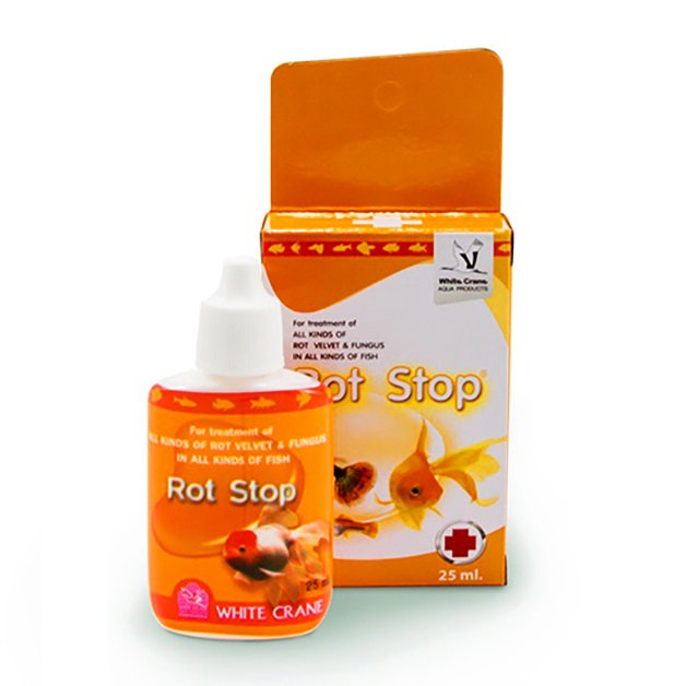 ROT STOP (ยารักษาโรคปลาสวยงาม รักษาโรค ครีบ,หาง,ปาก,ตัวเปื่อย และใช้ป้องกันโรคที่เกิดจากเชื้อรา)