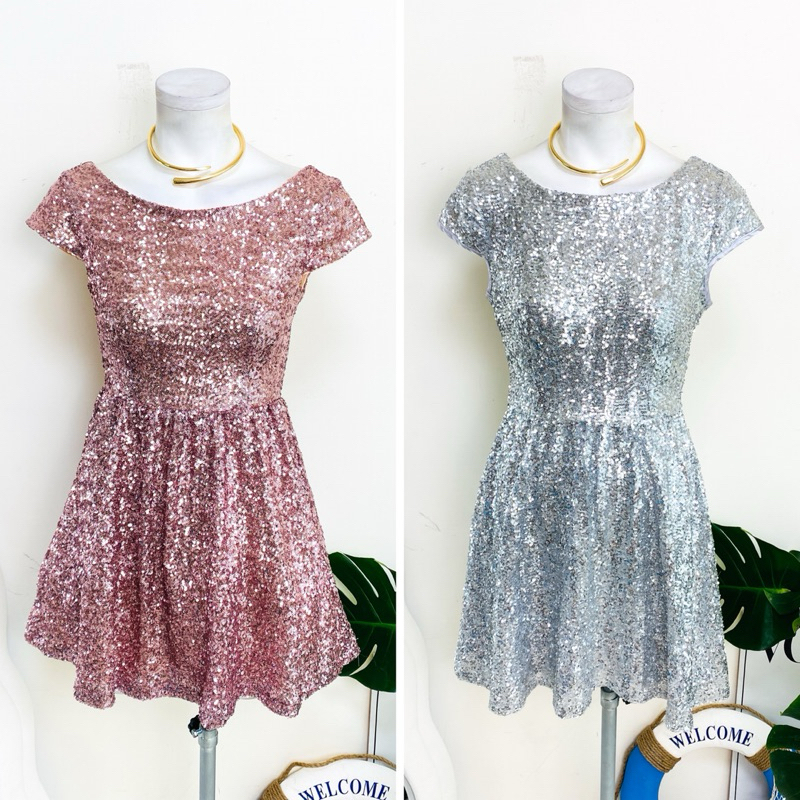 ไซด์ S แบรนด์ rue21 แท้ 100%🌸มินิเดรส ทรงเจ้าญิ๋ง งานเกล็ดวิบวับ ใส่ออกงาน ทรงเข้ารูป เดรสออกงาน ชุดปาร์ตี้(1)