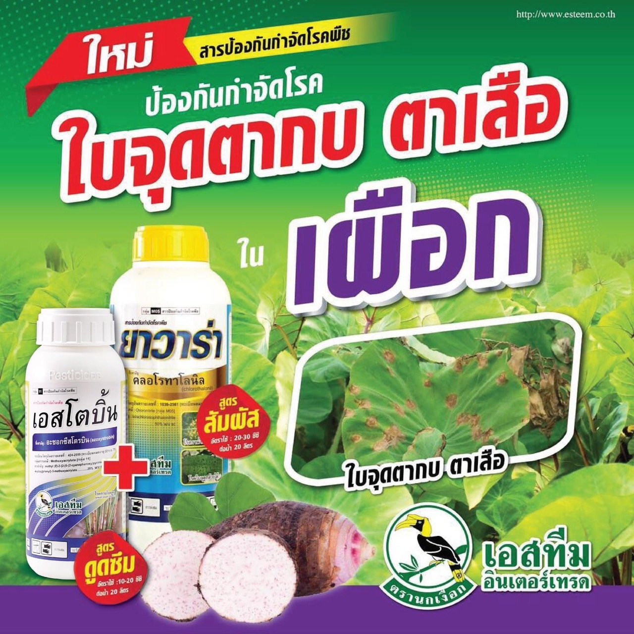 ( ชุด2ขวด) ยาวาร่า ชื่อสามัญ:คลอโรทาโลนิล 50 W/V SC ขนาด 1 ลิตร + เอสโตบิน ชื่อสามัญ: อะซอกซีสโตรบิน 25%