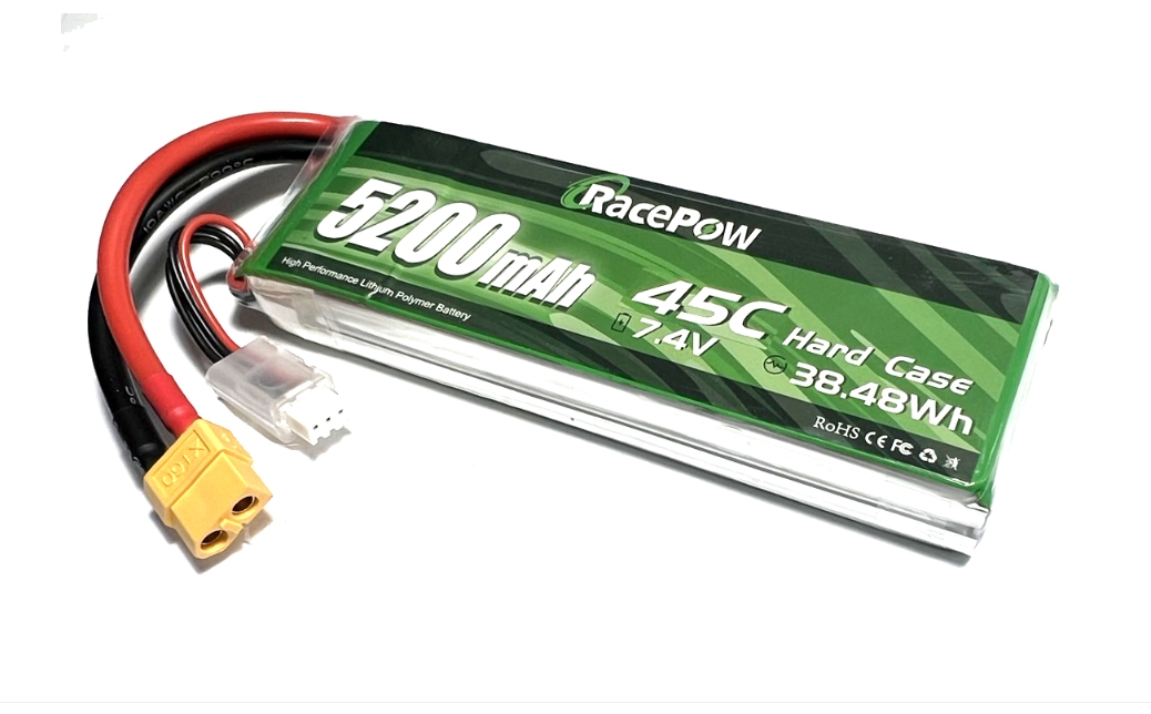 แบตเตอรี่ลิโพ RacePow 5200mah 2S 7.4V 45C XT60