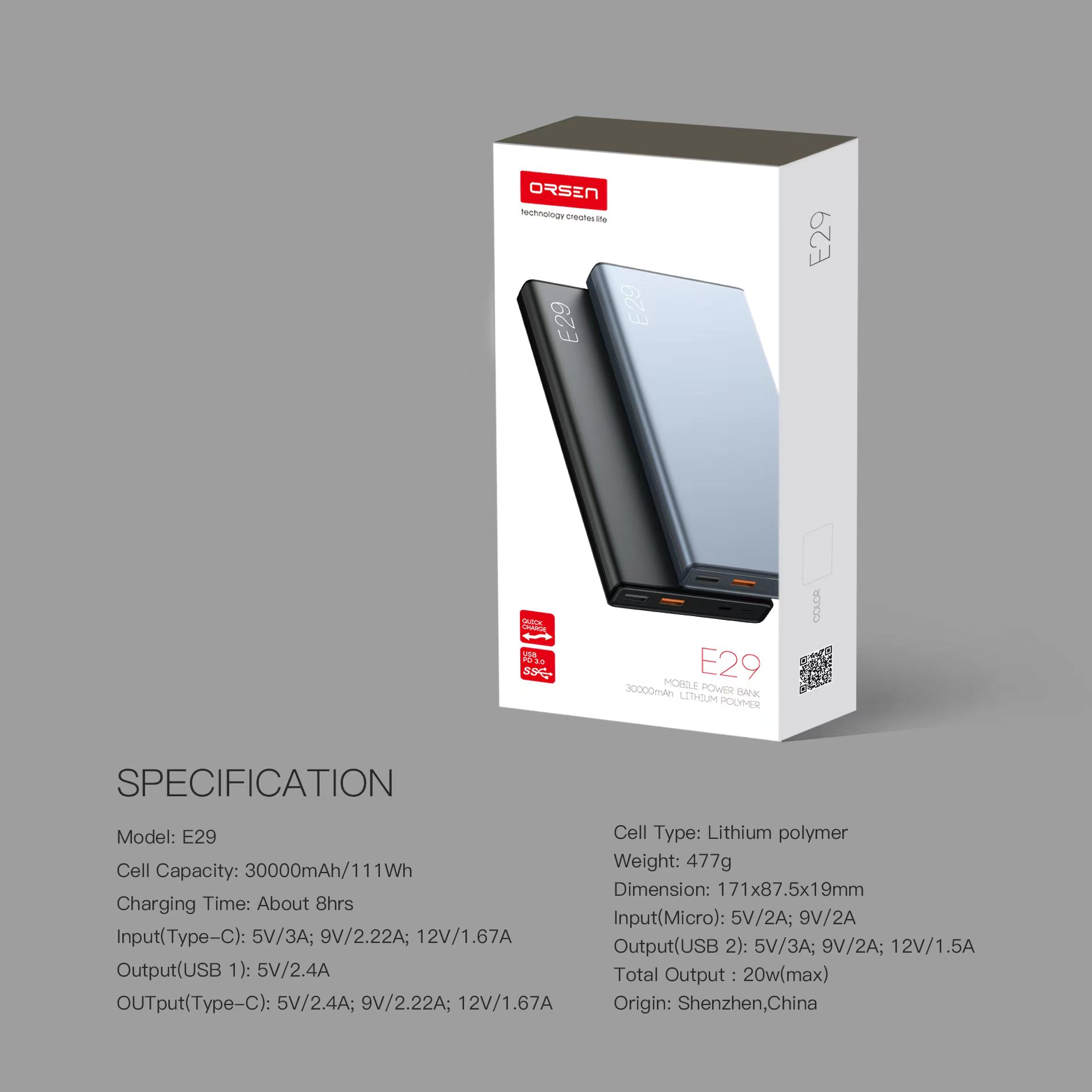 ORSEN E29 30000mAh