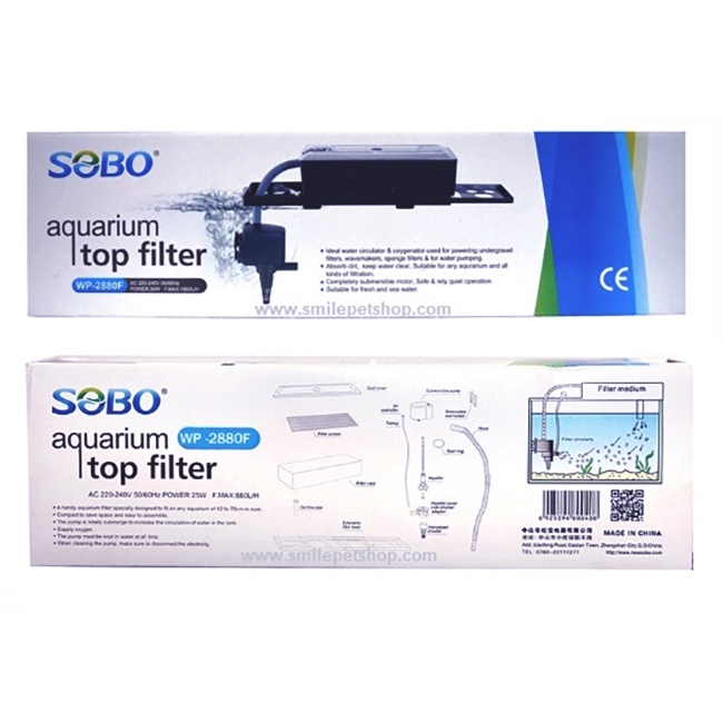 กรองบนตู้ SOBO WP-2880F(กรองบนสำหรับกรองน้ำให้ใสสะอาด เหมาะกับตู้ 30-48 นิ้ว)