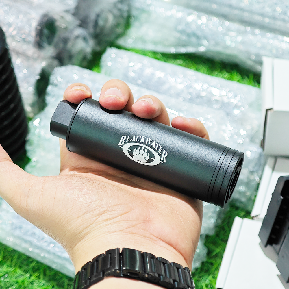 กระบอกไฟปลายปืน (Black Water) โลหะเกลียวซ้าย 14 มิล (SHB)