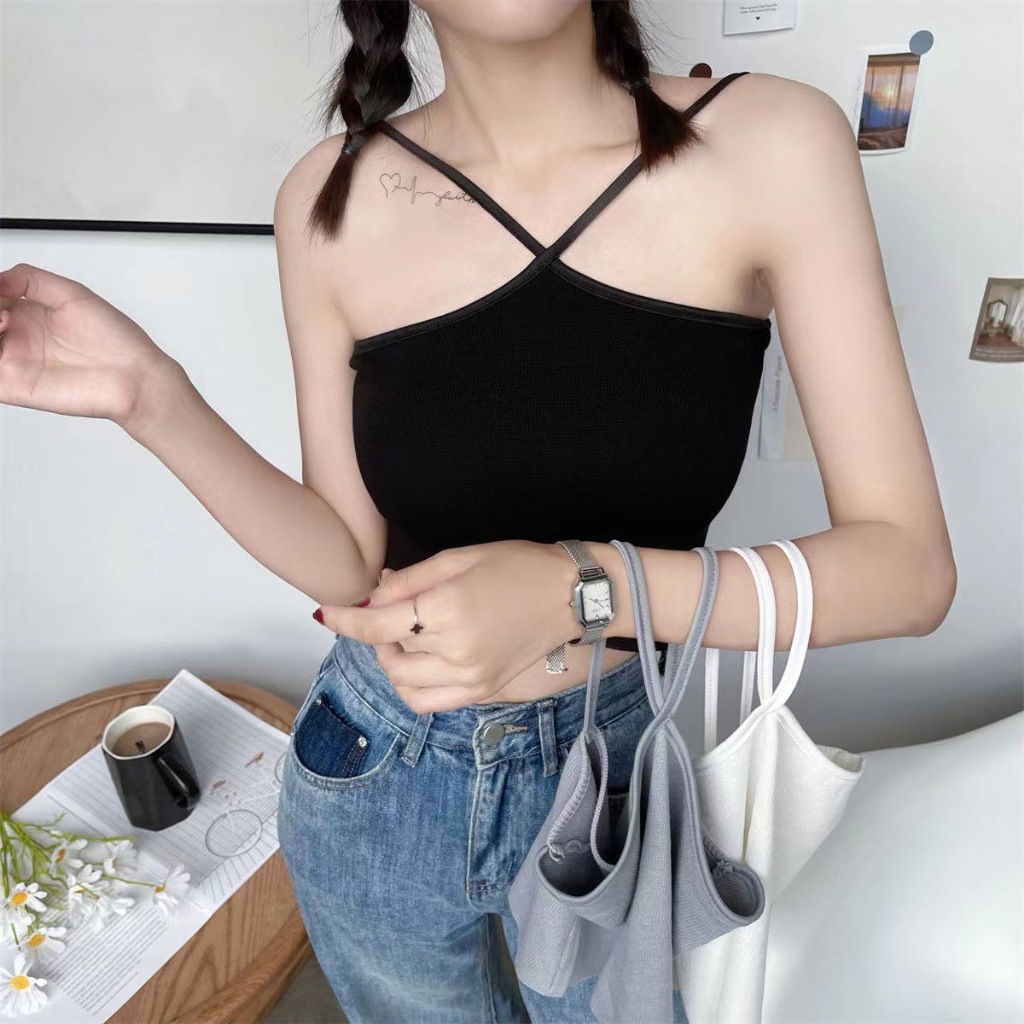 เสื้อสายเดี่ยว เสื้อกล้าม วินเทจ ผ้า Cotton สื้อยืดสำหรับผู้หญิง