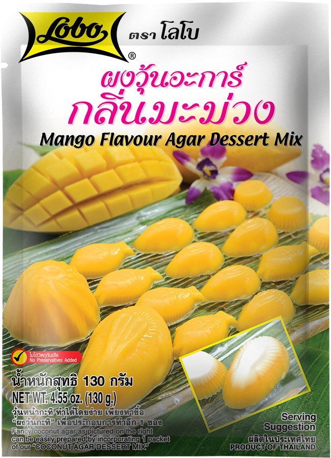 ผงวุ้นอะการ์กลิ่นมะม่วง 130 กรัม / Mango Flavour Agar Dessert Mix 130 gram.