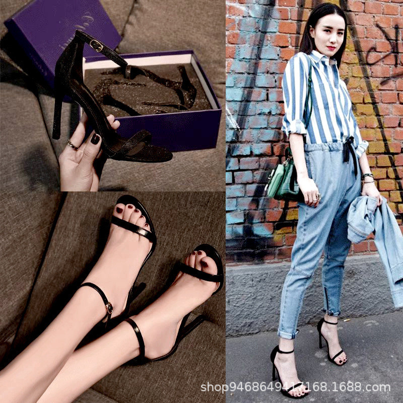 รองเท้าส้นสูง รองเท้าส้นสูงส้นเข็ม สีดำ เซ็กซี่ (SH999)