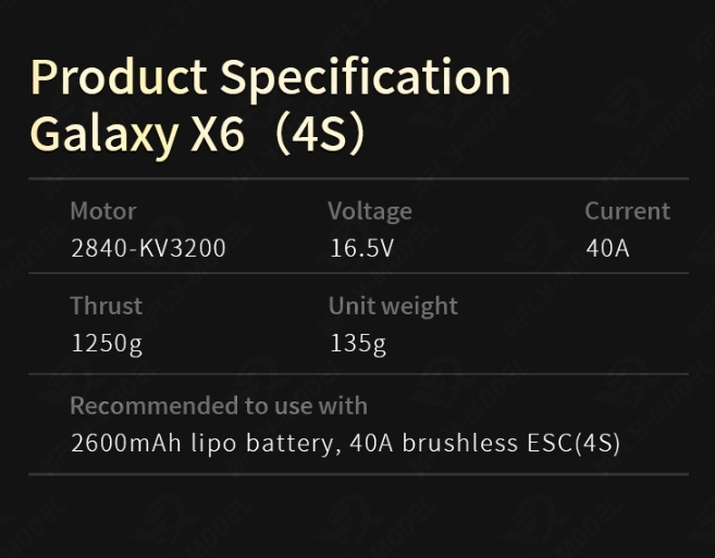 XFly Galaxy 64mm 12-Bladed with 2840-KV4000 (3S Version) / 2840-KV3200 (4S Version) Outrunner Brushless Motor EDF System