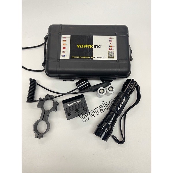 ไฟฉายติดปืน+หางหนู Visionking พร้อมขาจับครบชุด