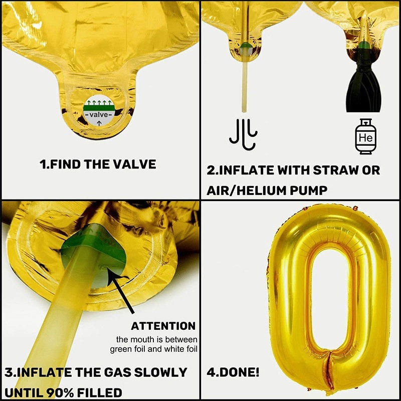 ลูกโป่งตัวเลข 0-9 สีทอง 40 นิ้ว ลูกโป่งฟอยล์ตัวเลข ลูกโป่งวันเกิด เทศกาลต่างๆ