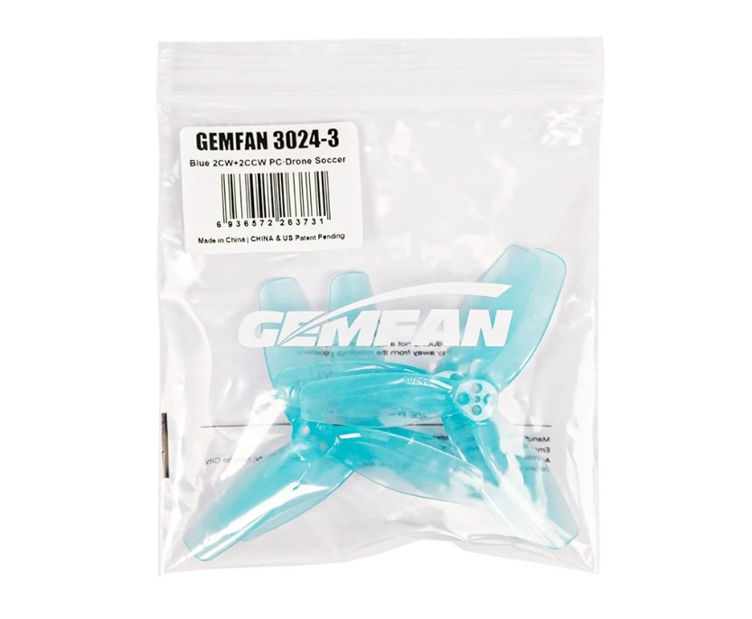 Gemfan 3024 3 Inch 3-Blades PC Propeller 1.5mm 1ถุง 4ใบ สุ่มสี