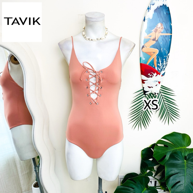 ไซด์ XS มือ 1 แบรนด์ Tavik แท้ 100%🌸วันพีช ชุดว่ายน้ำ สานหน้า One-piece ทะเล ชายหาด สีพีช Beach summer ชุดปาร์ตี้