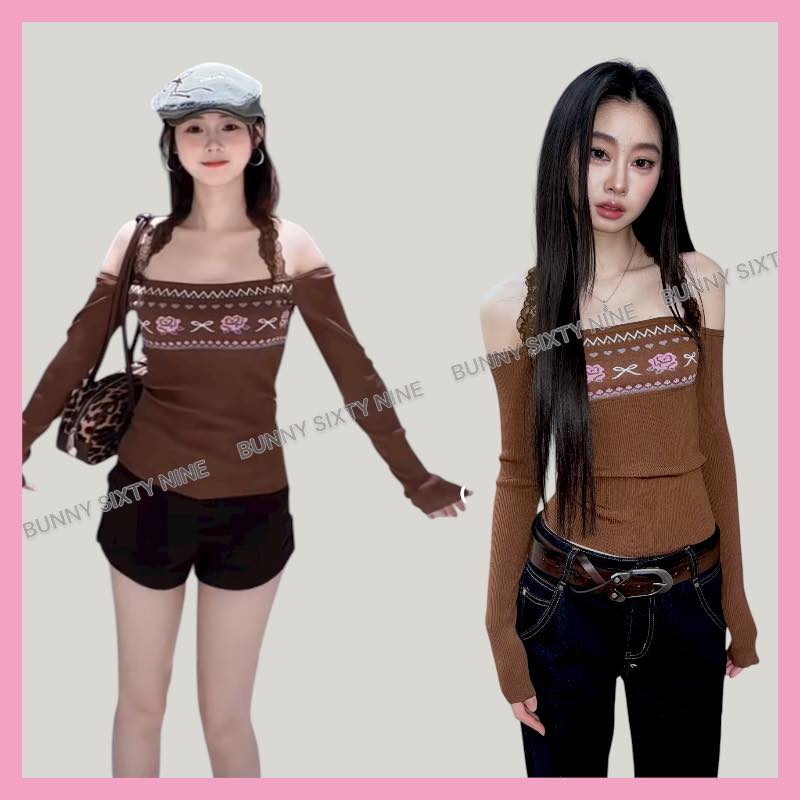 เสื้อไหมพรมน้ำตาล แขนยาว CN1179 พร้อมส่งในไทย