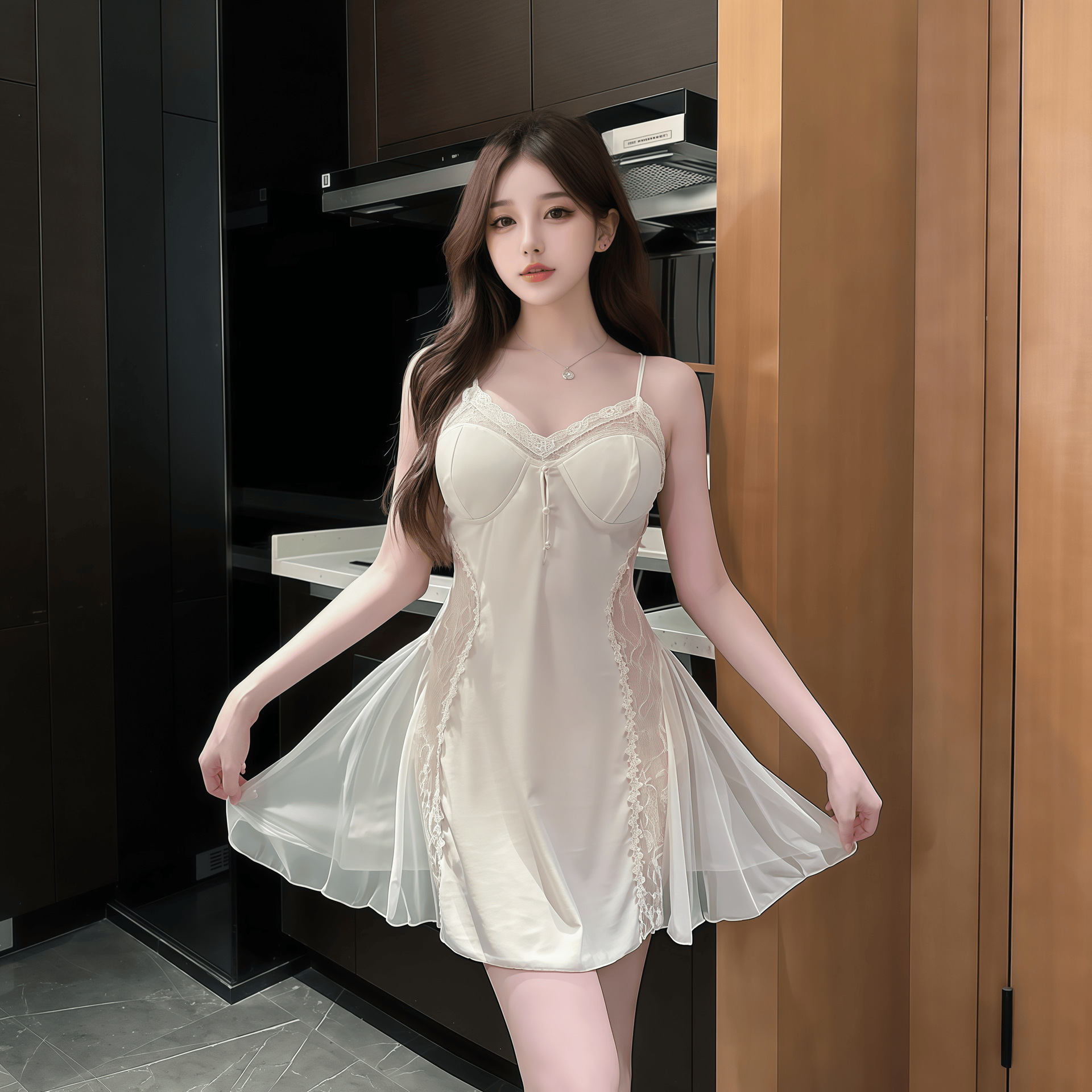 ชุดนอน เซ็กซี่ ผ้าไหมซาติน สไตล์ฝรั่งเศษ พร้อมส่งในไทย