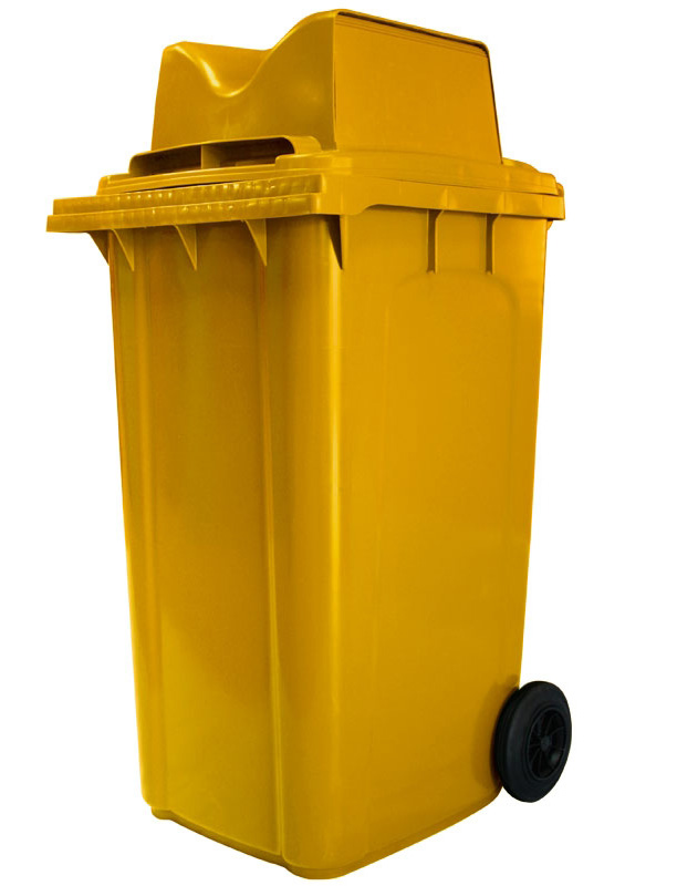 ถังขยะพลาสติก มีล้อเลื่อน ฝา2ช่องทิ้ง ขนาด 240 ลิตร