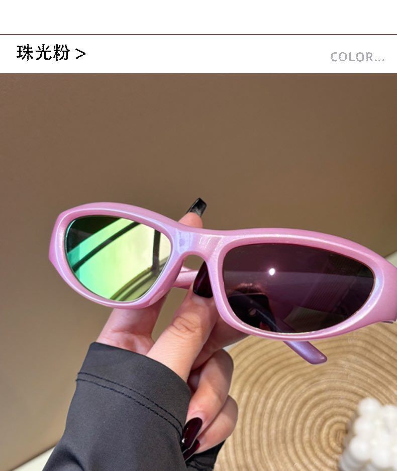 แว่นตา กันแดด ขอบชมพูมุก พร้อมส่งในไทย