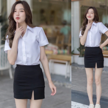 ชุดนักศึกษา ครบเซท เสื้อ+กระโปรงนักศึกษา พร้อมส่ง🚚