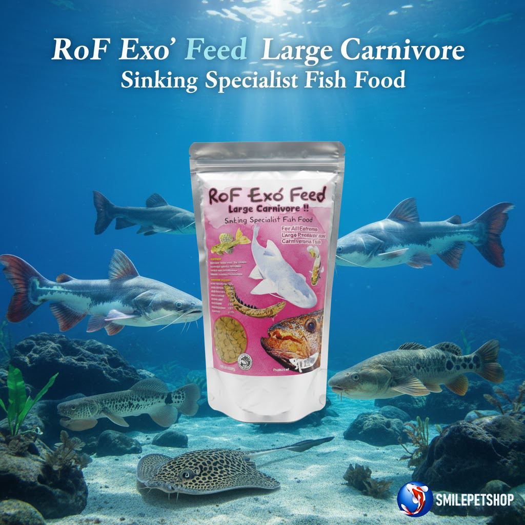 RoF Exo' Feed Large Carnivore Sinking Special Fish Food 1000g.ถุงชมพู(อาหารปลาเม็ดจมน้ำสำหรับปลากินเนื้อ โปรตีนสูง)