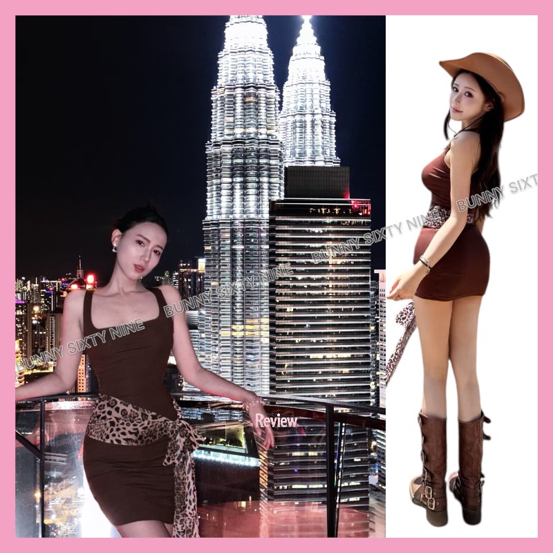 เดรสเข้ารูป น้ำตาล คาวบอย สายผูกเอว CN2938 พร้อมส่งในไทย