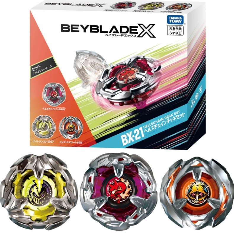 Beyblade X ของแท้ BX-21 Hellz Chain Deck Set เซ็ท 3ตัว 3แบบ