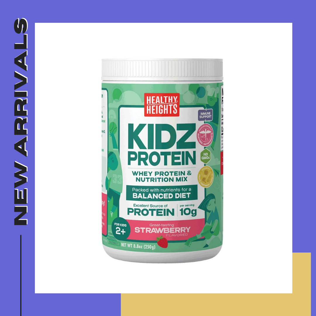 Healthy Heights KidzProtein, Shake Mix Powder, Strawberry, 10g Protein, 8.8oz