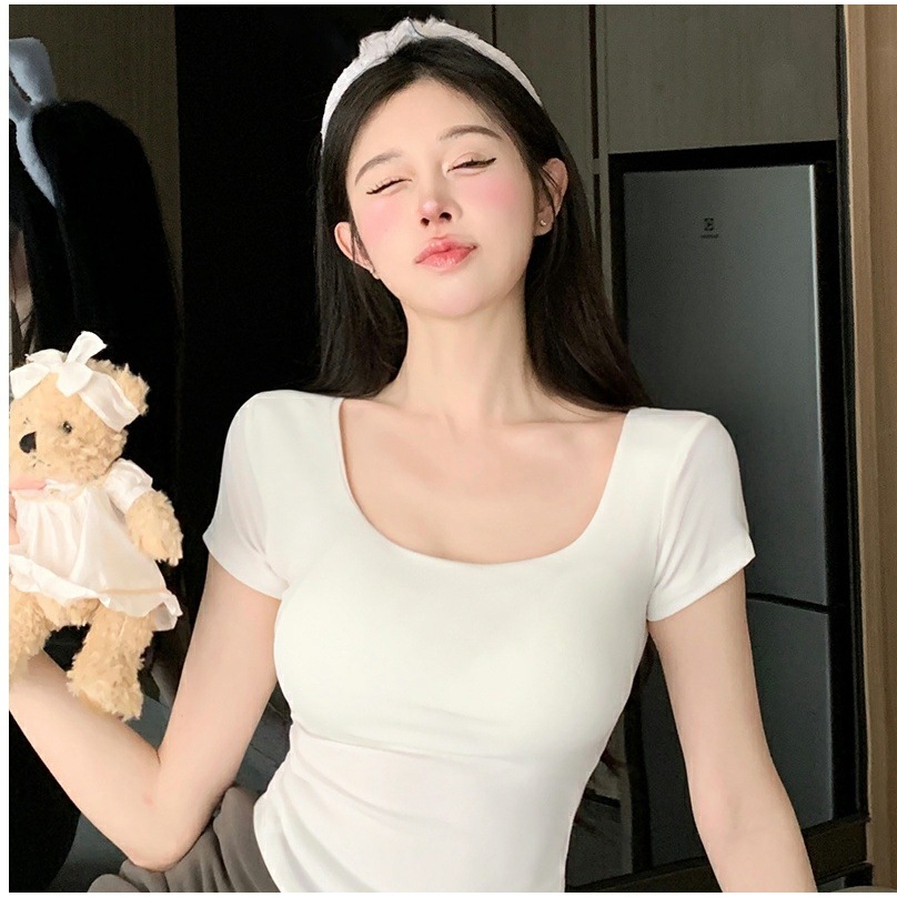 เสื้อครอป ผ้ายืดสไตล์เกาหลี CN2319