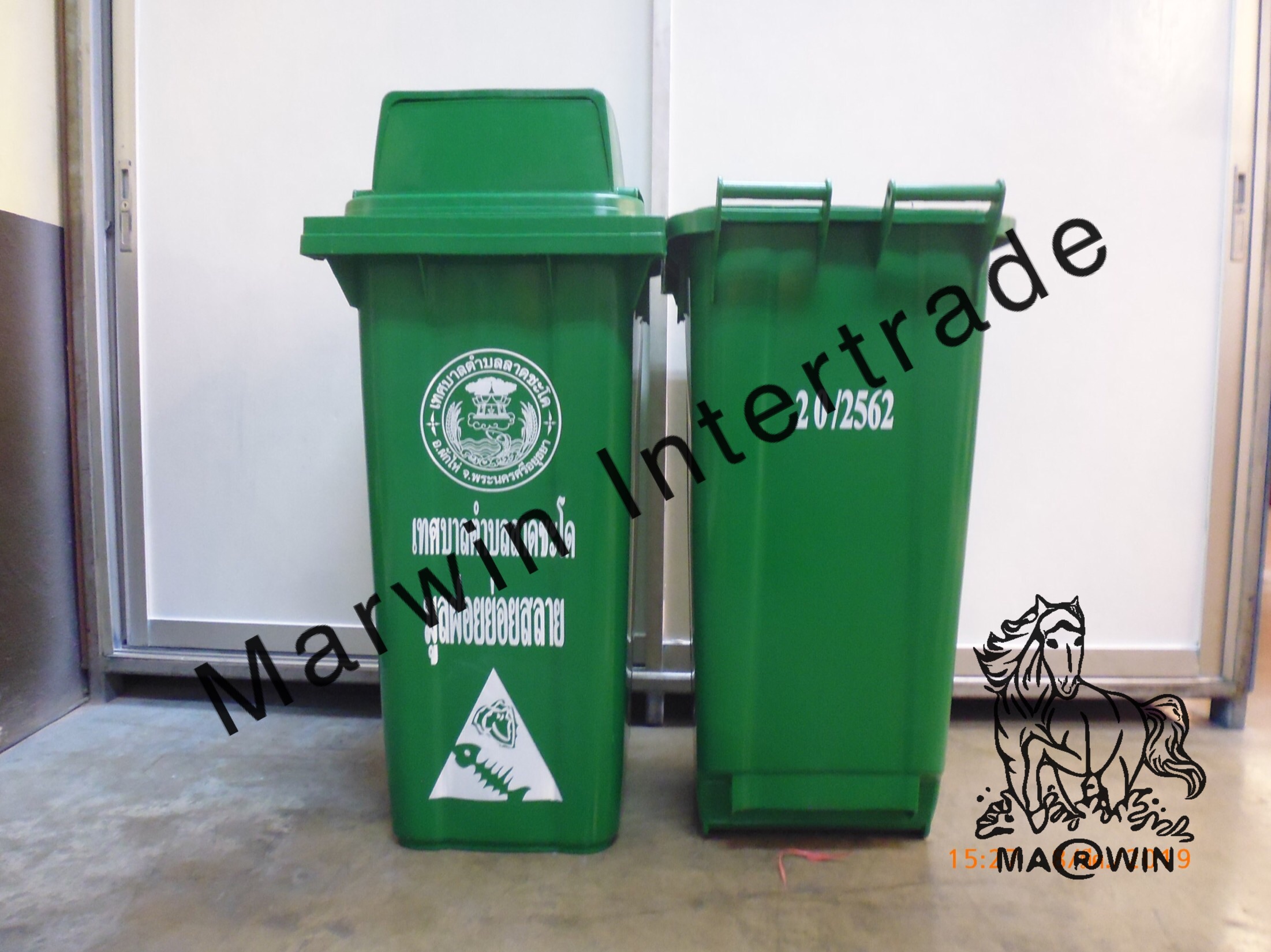 ถังขยะพลาสติก มีล้อเลื่อน ฝา1ช่องทิ้ง ขนาด 120 ลิตร