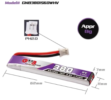 แบต GNB 1เซล 300-1000mah HV PH2.0 BT2.0 GNB27 มีให้เลือกหลายขนาดความจุ