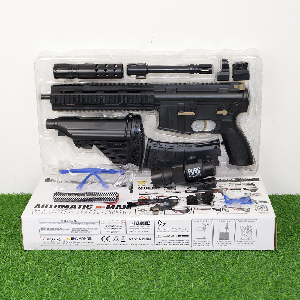 (21)M416 สีดำ ปืนเจลไฟฟ้า ของเล่น ยิงรัวได้ ชักยิงได้