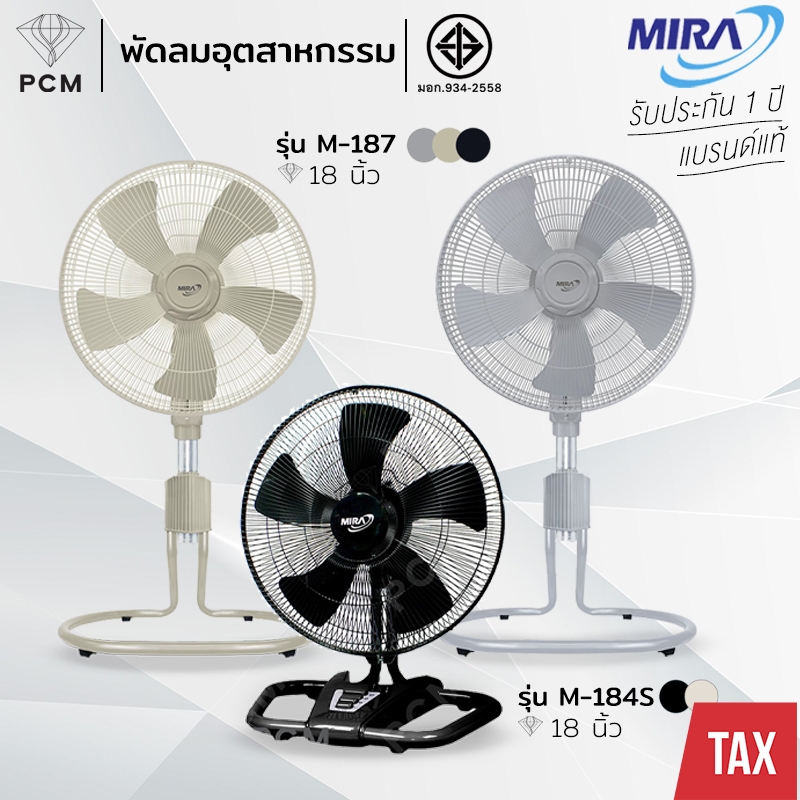 MIRA (PCM) พัดลมอุตสาหกรรม พัดลมโรงงาน ปรับระดับได้ ขนาด 16 นิ้ว 18 นิ้ว 22 นิ้ว รุ่น M-187 M-1651 M-227 M-224 M-184S