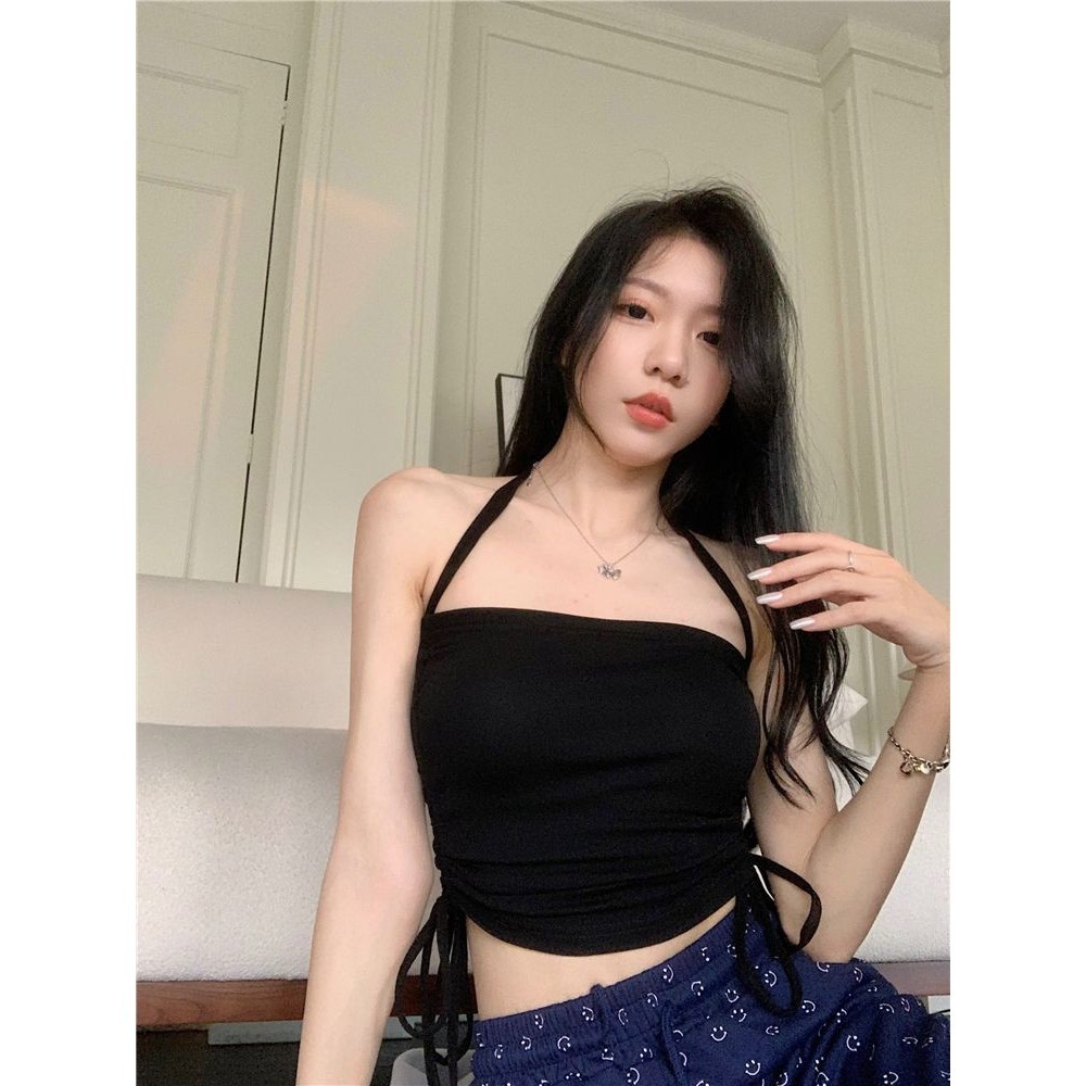 เสื้อครอป คล้องคอ สไตล์เกาหลี CN2233