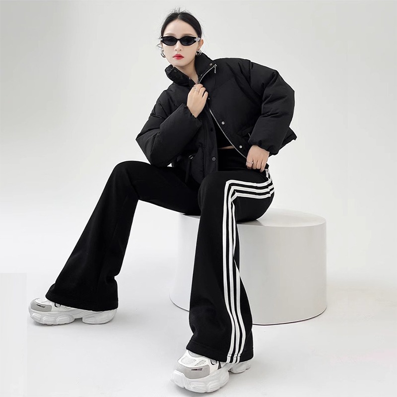 ดำแถบขาว กางเกงขาวยาว ขาม้า ผ้านิ่มเด้ง รหัส CNM01-9