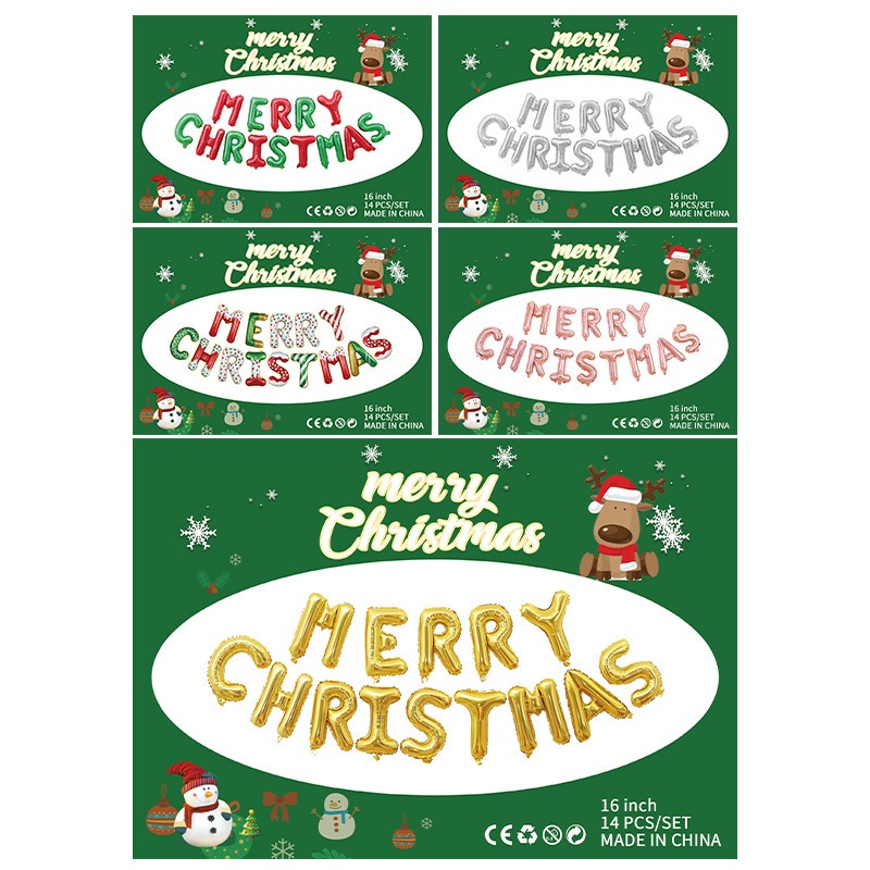 เซทลูกโป่ง MERRY CHRISTMAS ตัวหนังสือ 16 นิ้ว