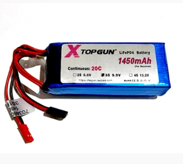 TOPGUN(LiFePo4) 3S 9.9V 1450 2100mah แบตใส่รีโมท และ ใช้เลี้ยงรีซีฟ