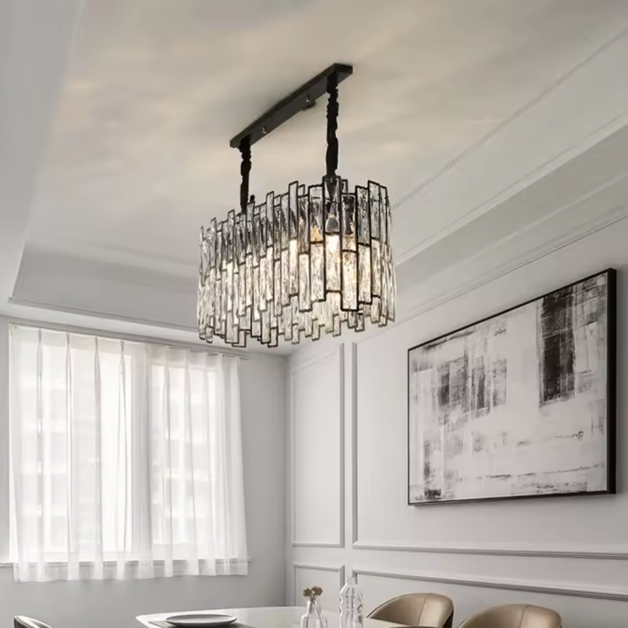 โคมไฟระย้า คริสตัล Chandelier crystal Steel + Crystal LED E14