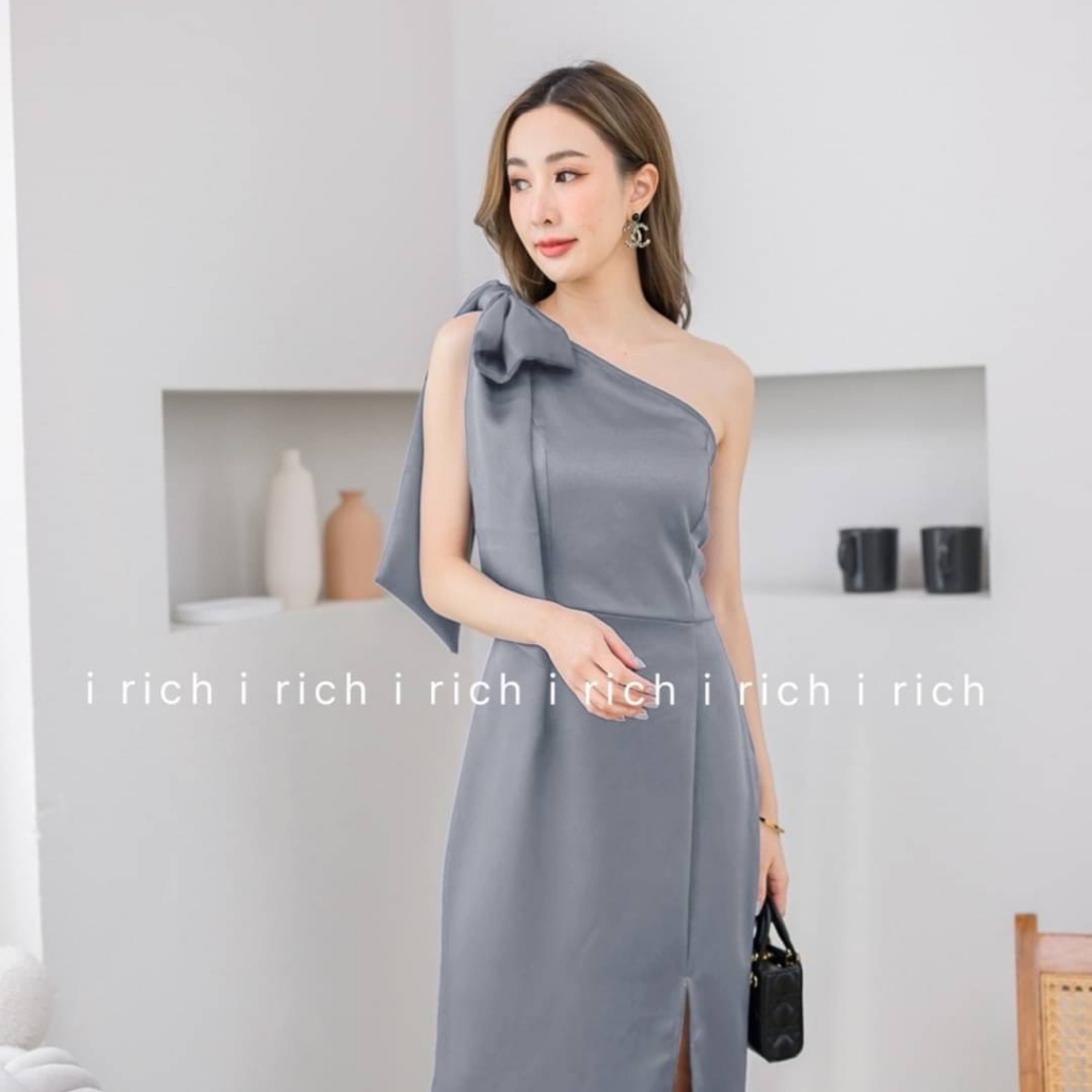 เดรสกรม โบว์ไหล่ งานเเต่ง งานเลี้ยง ใส่เที่ยว ใส่ออกงานต่างๆ