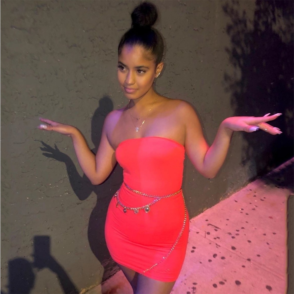 ชุดนีออน เดรสเกาะอก จั๊มกางเกง-เดรส พร้อมส่งในไทย