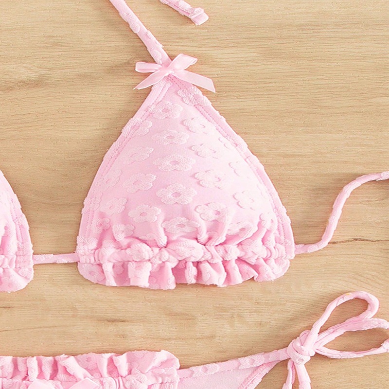 #ชมพูปั้มดอกไม้มินิ เซทบิกินี่ 2 ชิ้น รหัส SW062