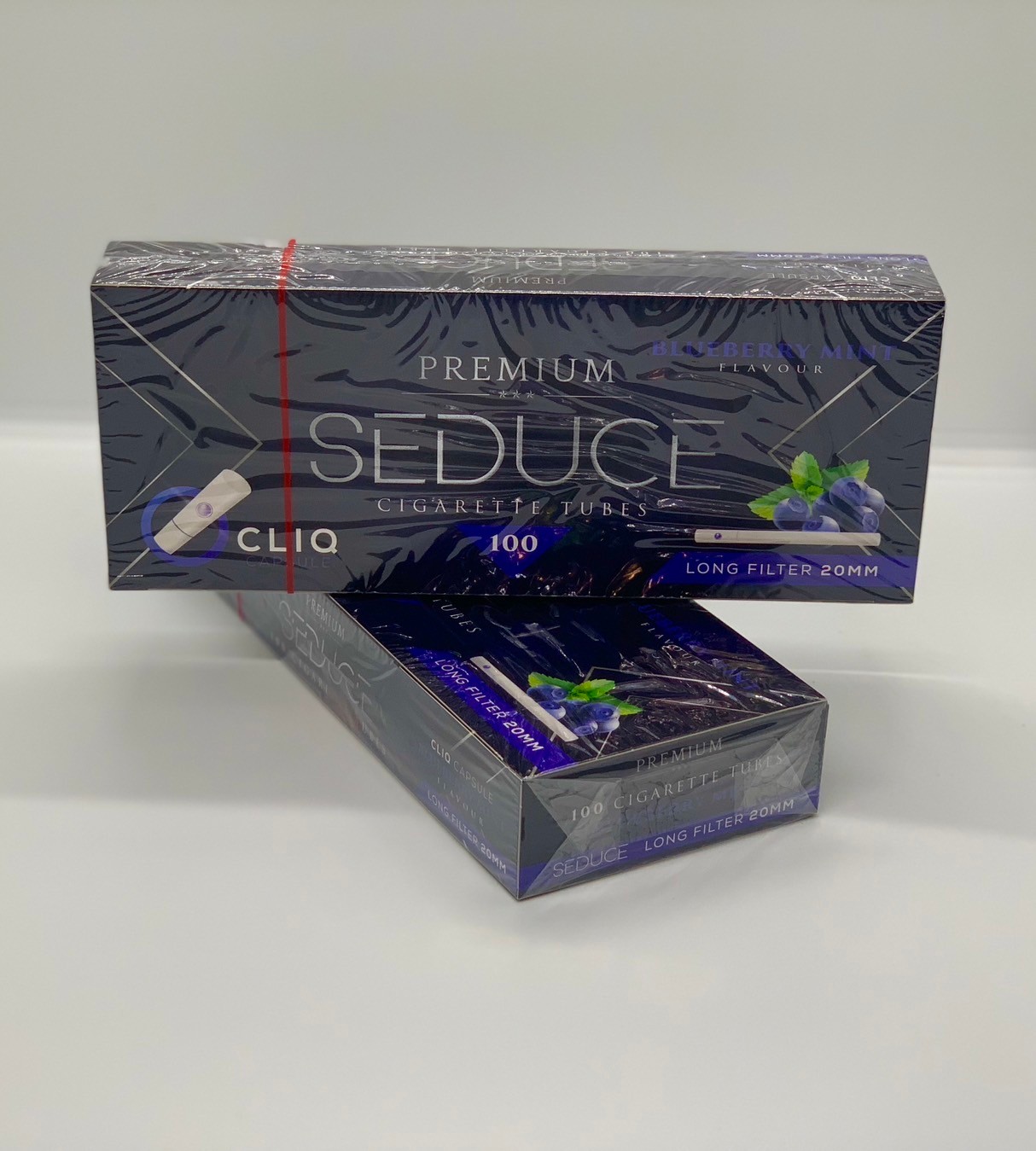 Seduced 2 กล่อง ก้นกรองบุหรี่ รุ่นเม็ดบีบเย็นบลุเบอรี่ รวม 200 มวน ความยาว 20 มม.