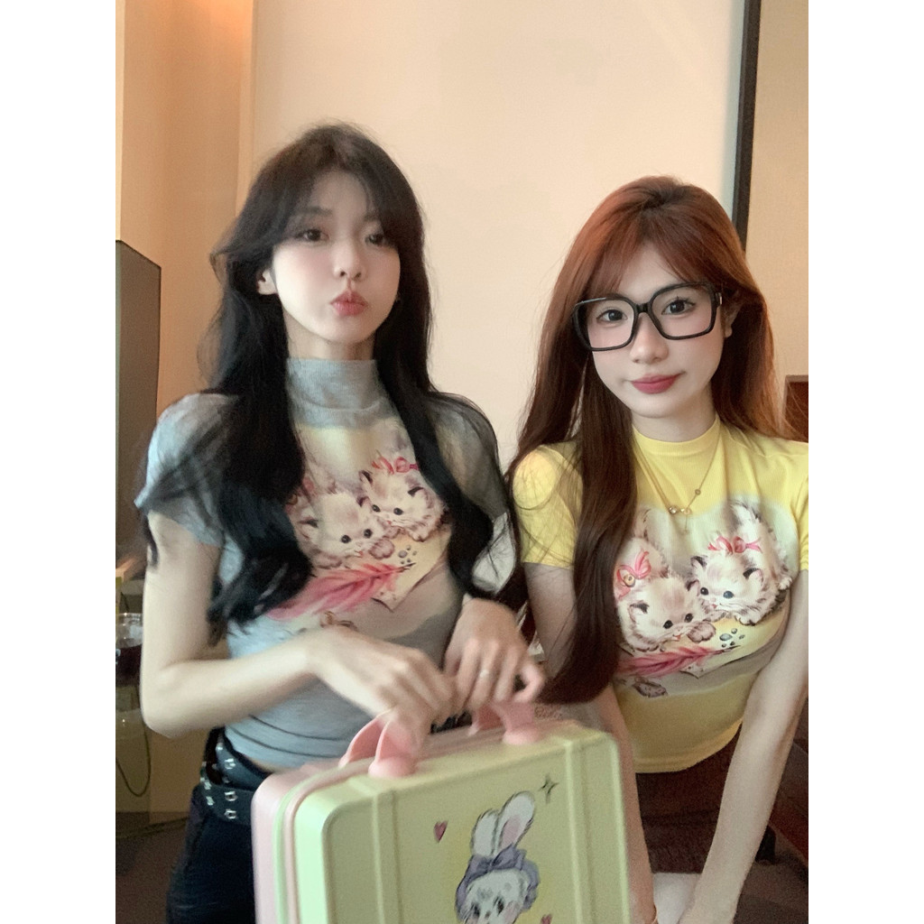 เสื้อยืม คอเต่า ลายแมวน่ารักมาก CN2346