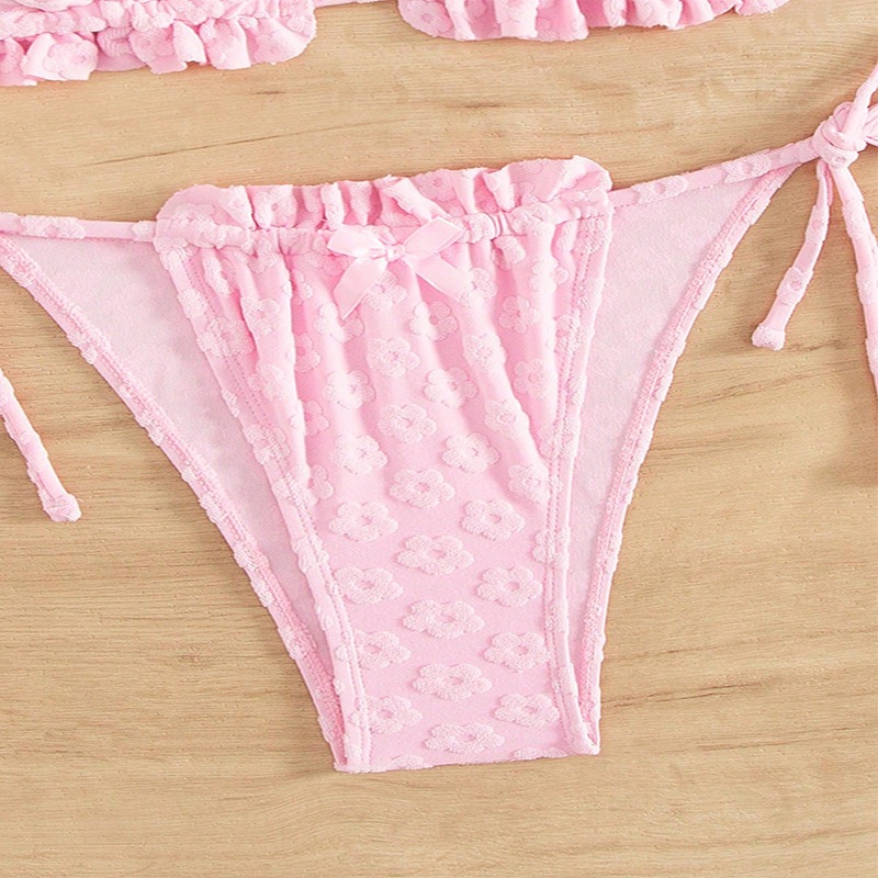 #ชมพูปั้มดอกไม้มินิ เซทบิกินี่ 2 ชิ้น รหัส SW062