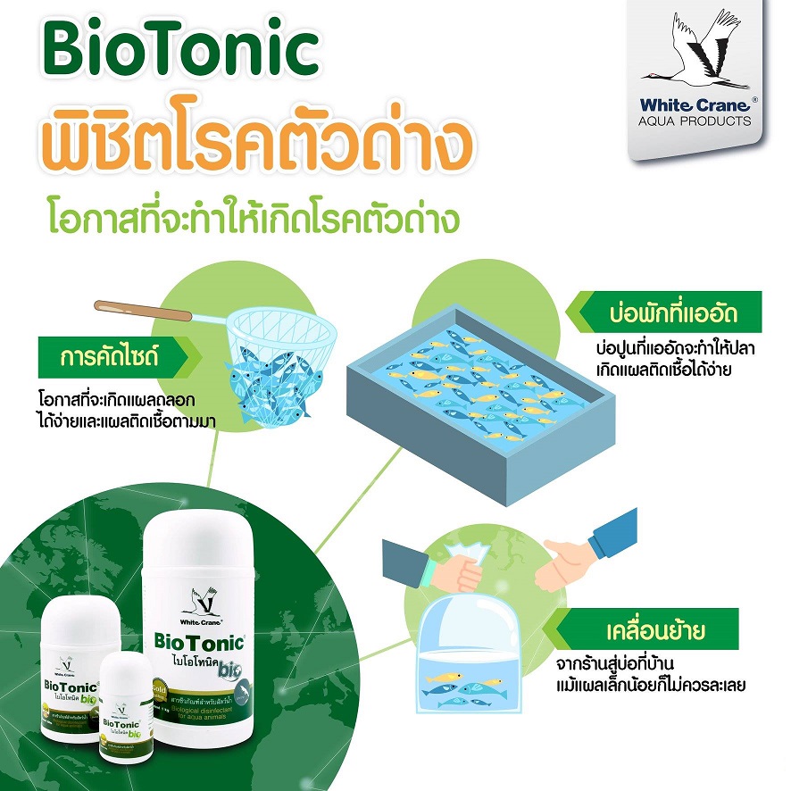 Bio Tonic (สารชีวภัณฑ์ปรับสภาพน้ำ ป้องกันการติดเชื้อและเป็นแผล ดูแลอาการจาก เชื้อรา และเน่าเปื่อยทุกชนิด)
