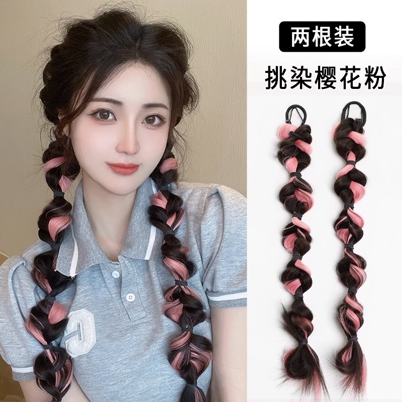 เซทผมถักเปีย 2 ชิ้น ไหมถักเปียสำเร็จรูป เกลี่ยวกลม