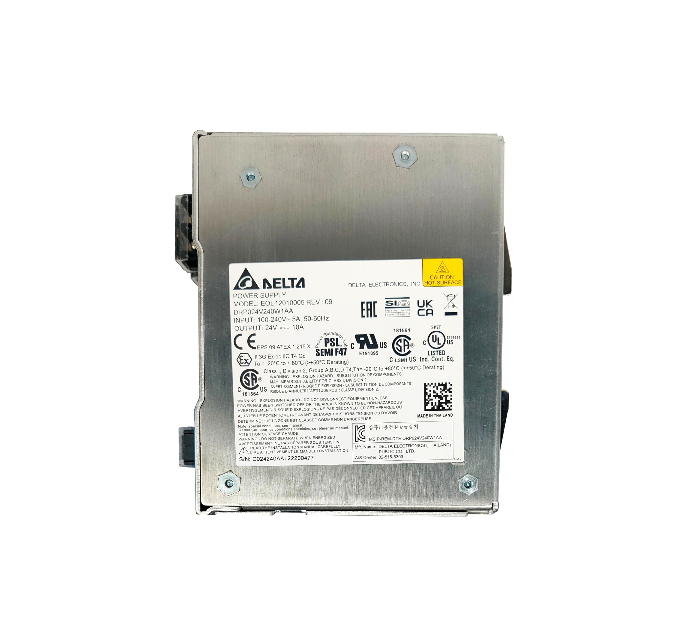 DRP024V240W1AA Output 24V/10A (240W) Delta Power Supply