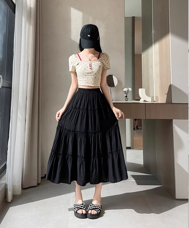 ส่งด่วนในไทย กระโปรง ซับในกางเกง แต่งระบายมินิโบว์ พร้อมส่ง JB018