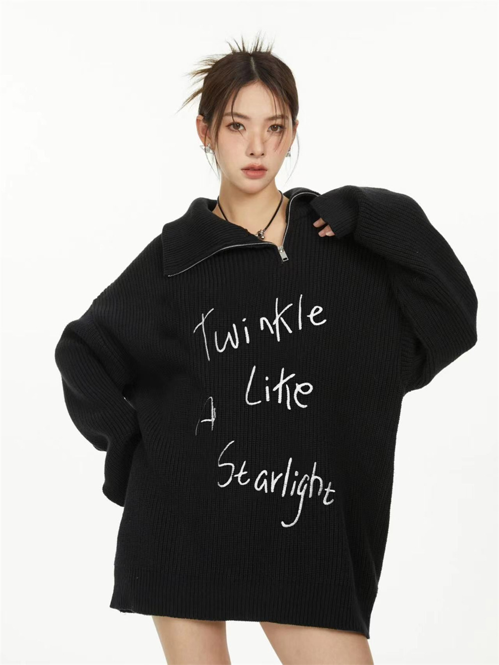 เสื้อแขนยาว ไหมพรม Over size รหัส A100 สินค้าพร้อมส่ในไทย