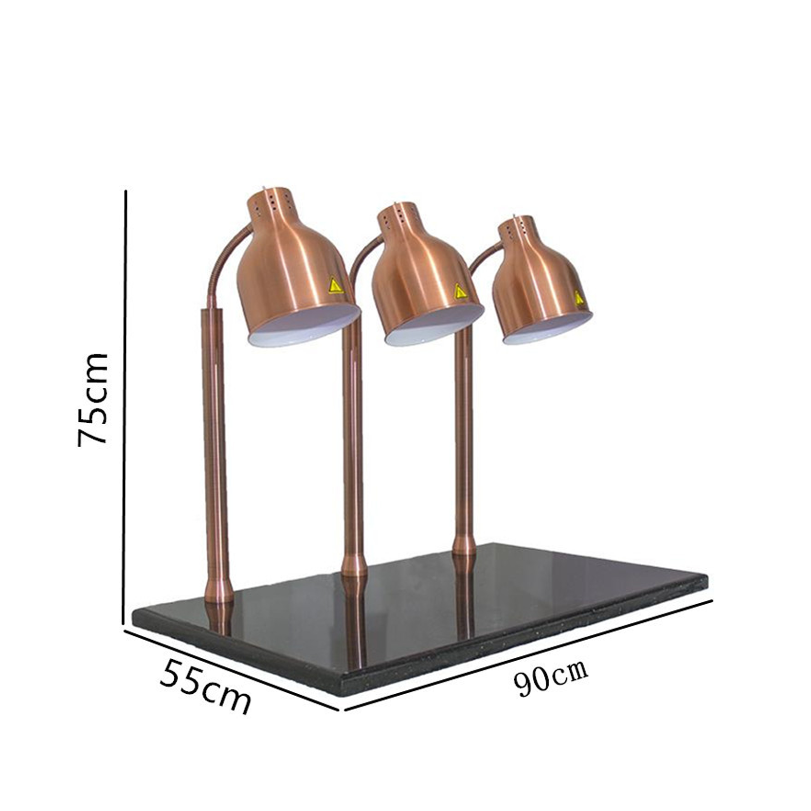 โคมไฟตั้งโต๊ะอุ่นอาหาร 3 หัว Table Heating lamp Food Buffet (Adjustable), Metal + marble E27x3 Max 300W (BF09)