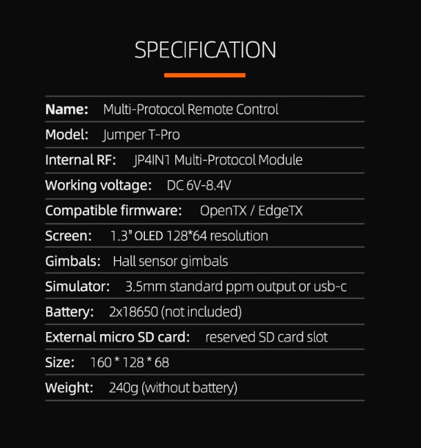 Jumper T-Pro JP4-in-1 Multi-protocol & ELRS Remote Controller Hall Sensor Gimbals