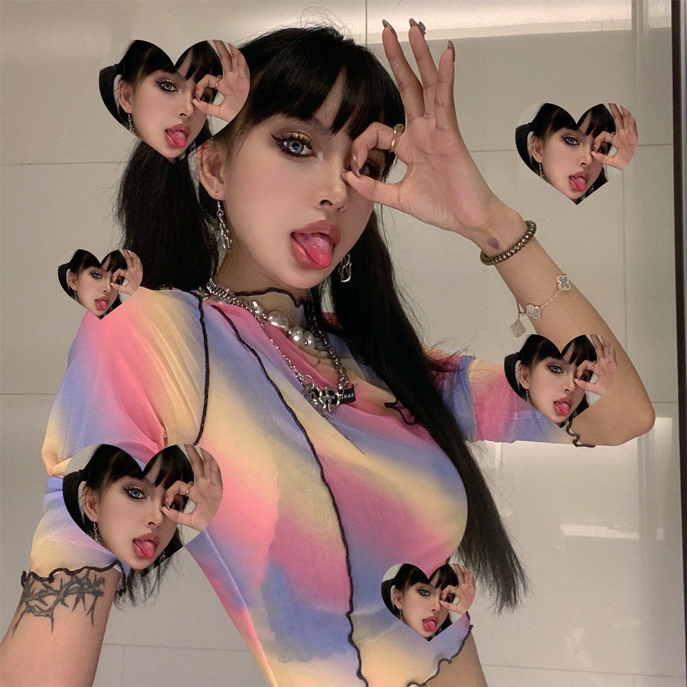 เสื้อครอป แขนยาว ซีทรู พาสเทล รหัส EDM002