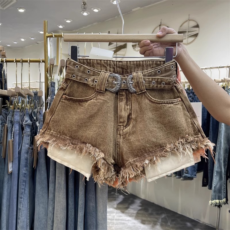 กางเกงขาสั้น คาวบอย ทรงเอวสูง KT6101 พร้อมส่งในไทย